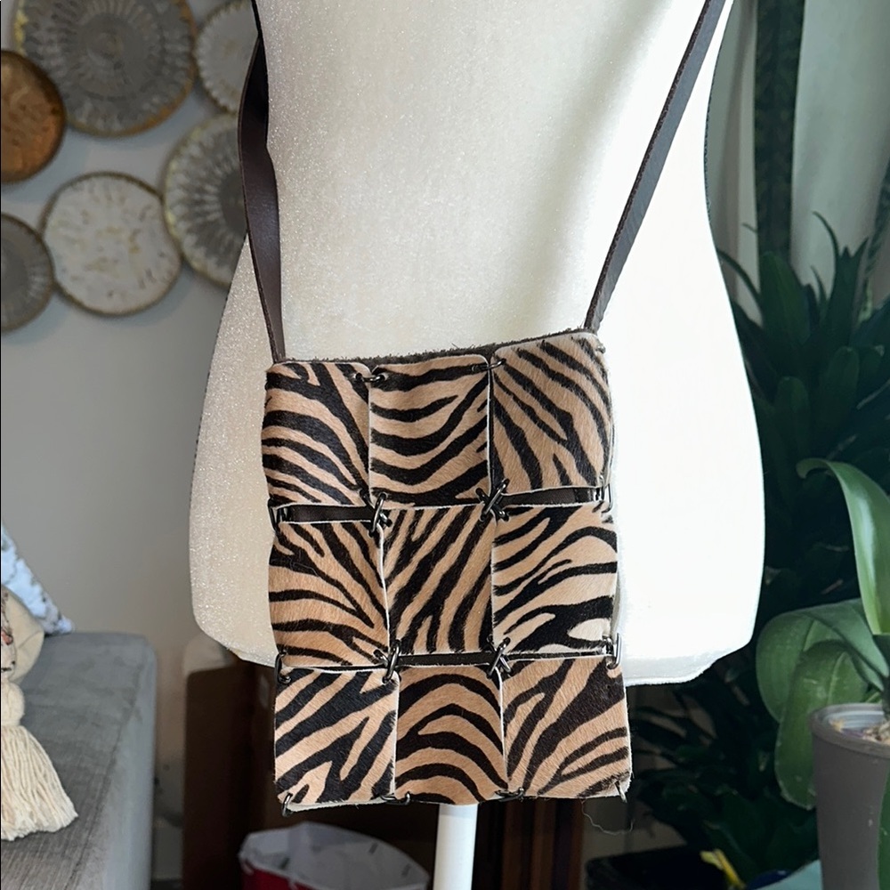 Zebra Print animal fur Crossbody Bag